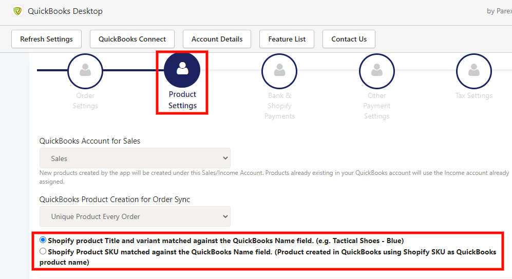 Parex Bridge - Product sync between Shopify and QuickBooks Desktop