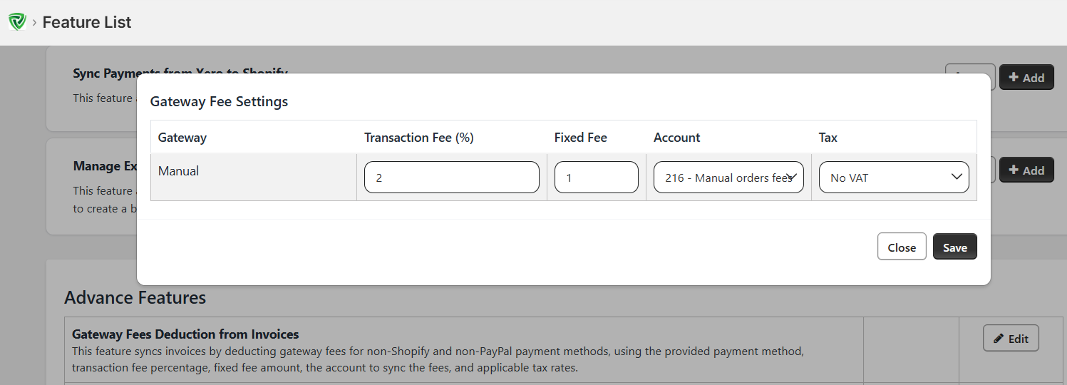 Parex Bridge - Feature to deduct the fees from invoices - Xero Bridge App